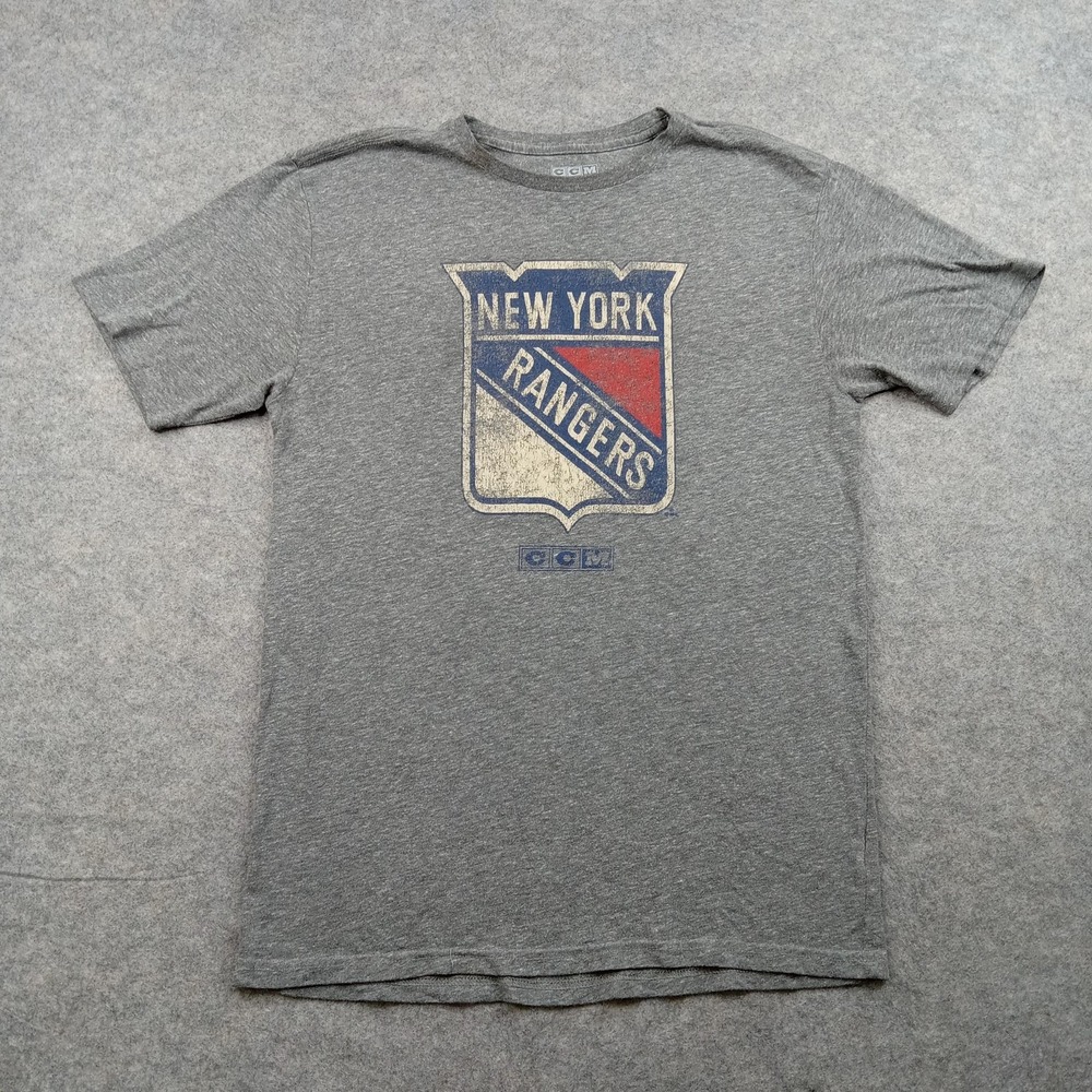 New York Rangers Shirt Mens Small Gray NHL Hockey CCM Vintage Graphic Tee